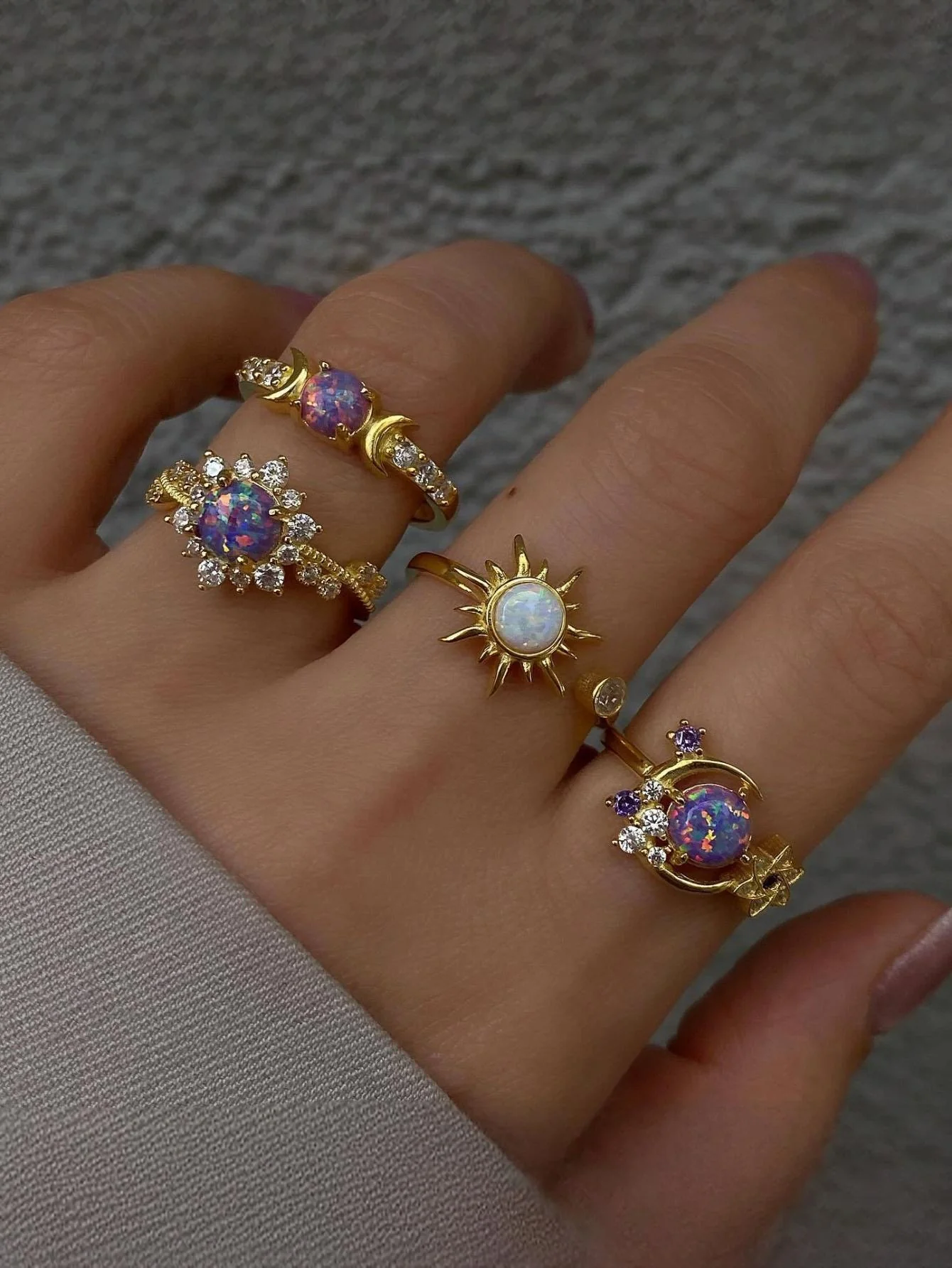 Colored Gemstone Ring Set