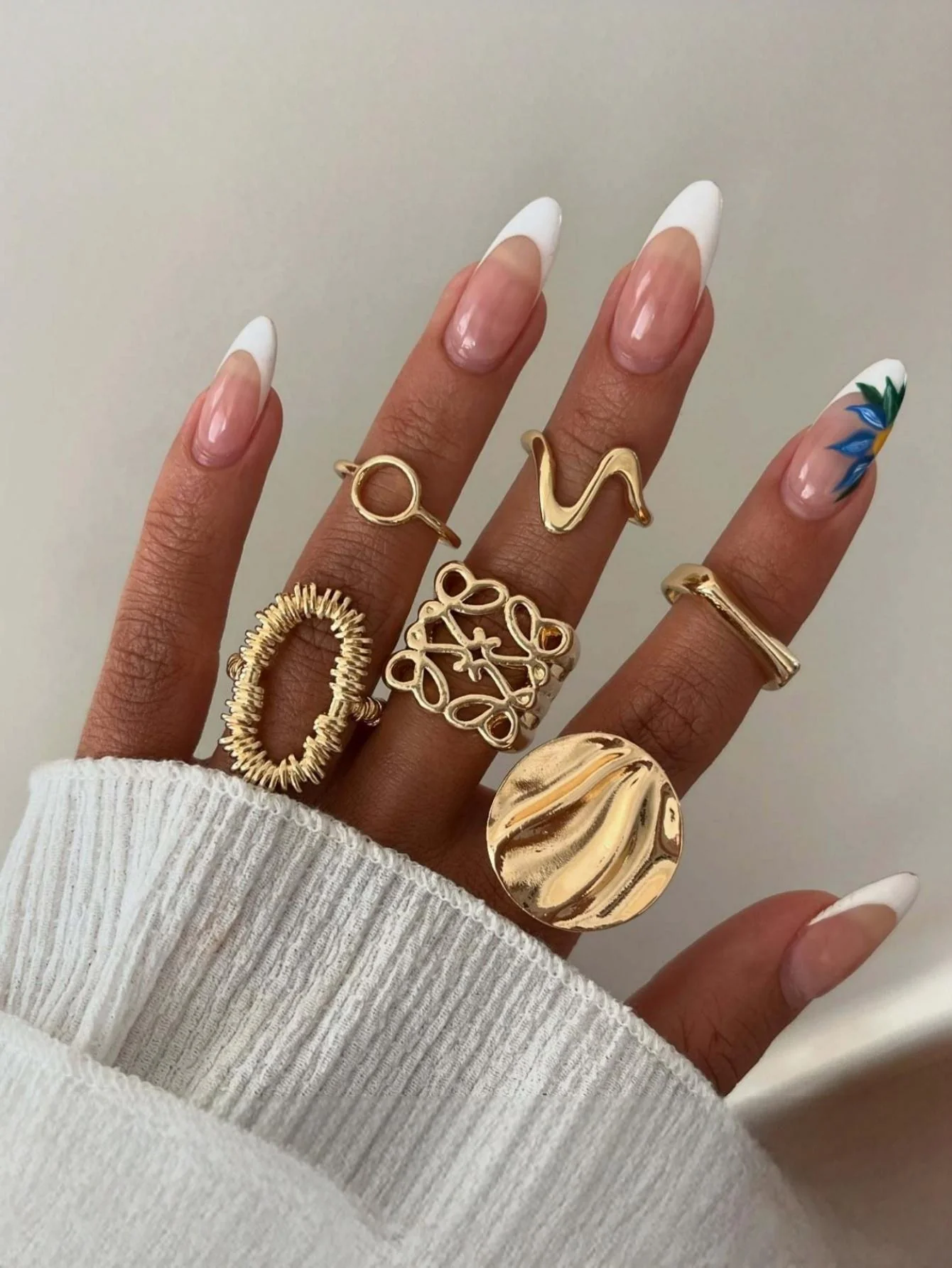 Geometric Openwork Ring Set
