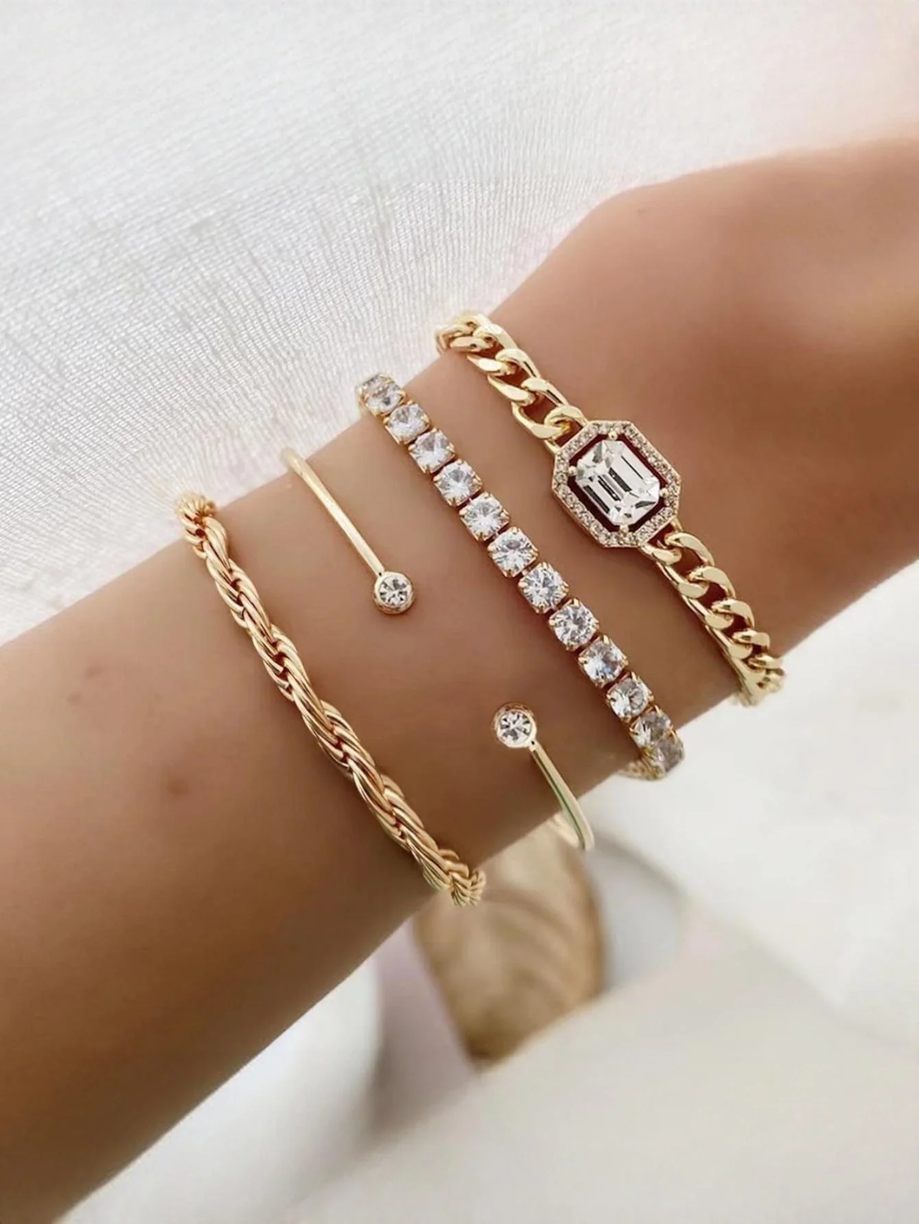 Diamond-encrusted Bracelet Set