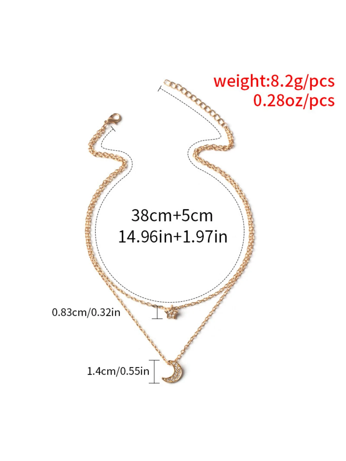Star And Moon Pendant Multi-Layer Necklace - Image 10