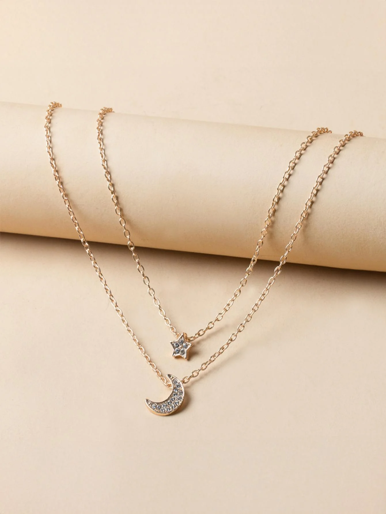 Star And Moon Pendant Multi-Layer Necklace - Image 3