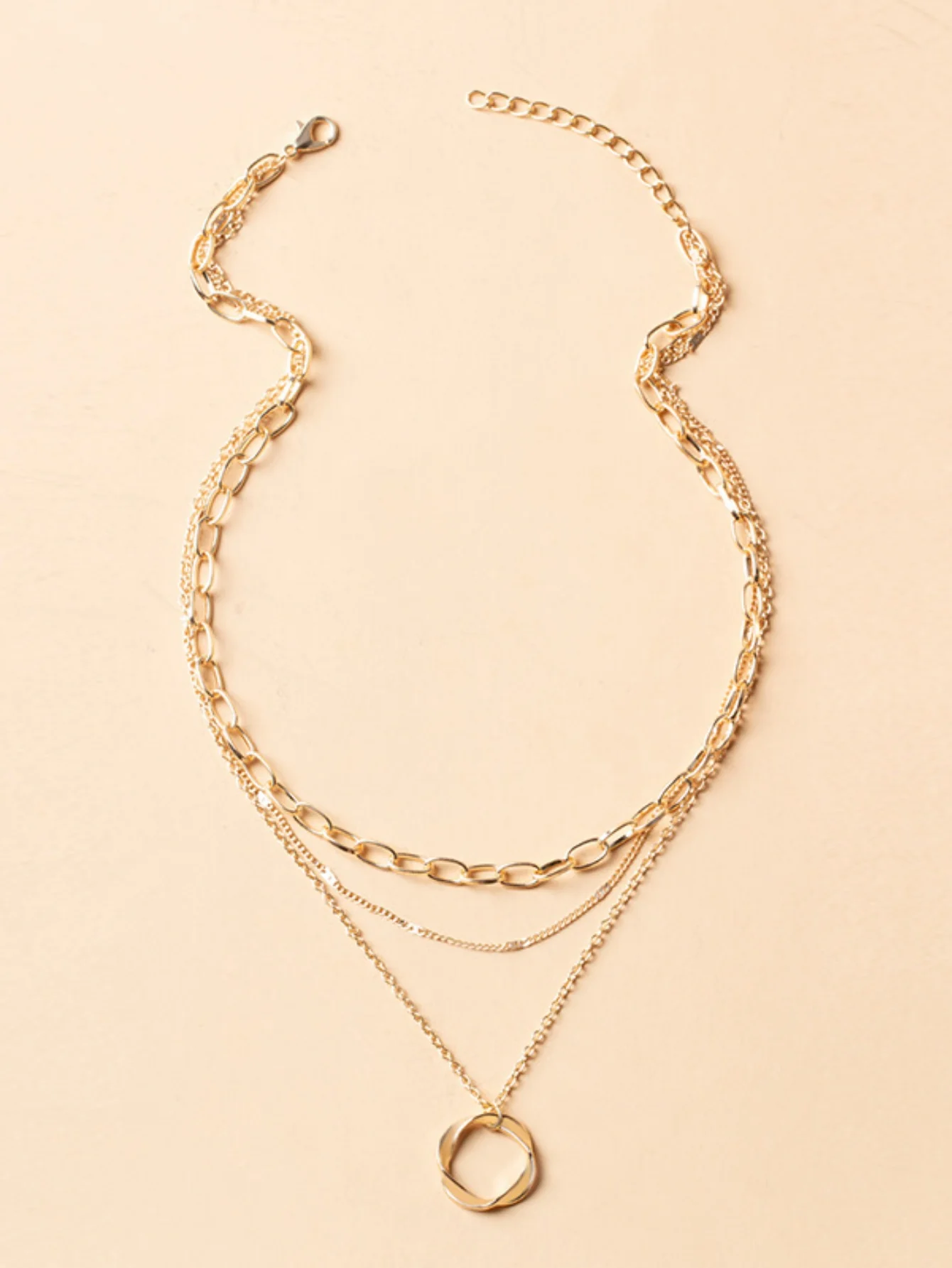 Alloy Necklace With Electroplated Circle Pendant, Fashion Necklace - Image 2