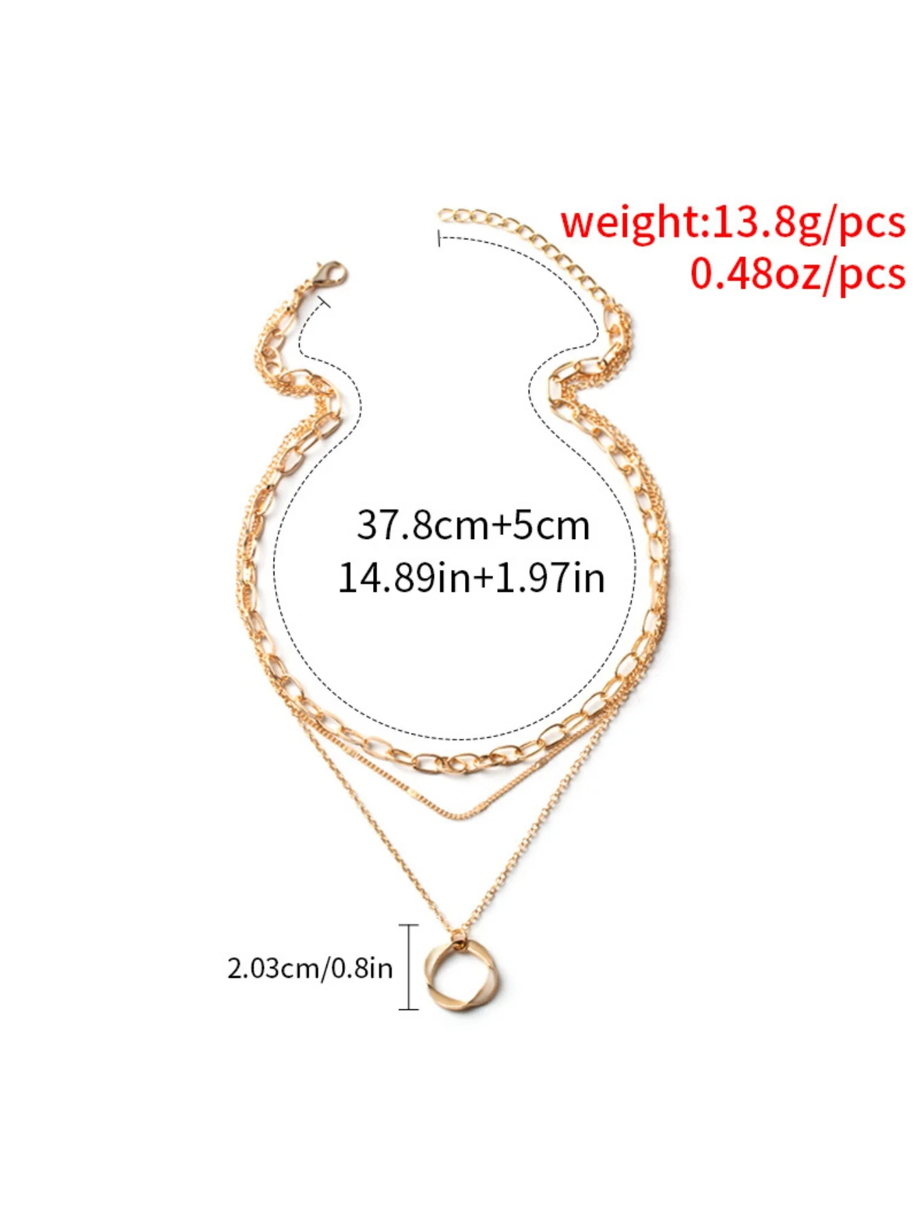 Alloy Necklace With Electroplated Circle Pendant, Fashion Necklace - Image 8