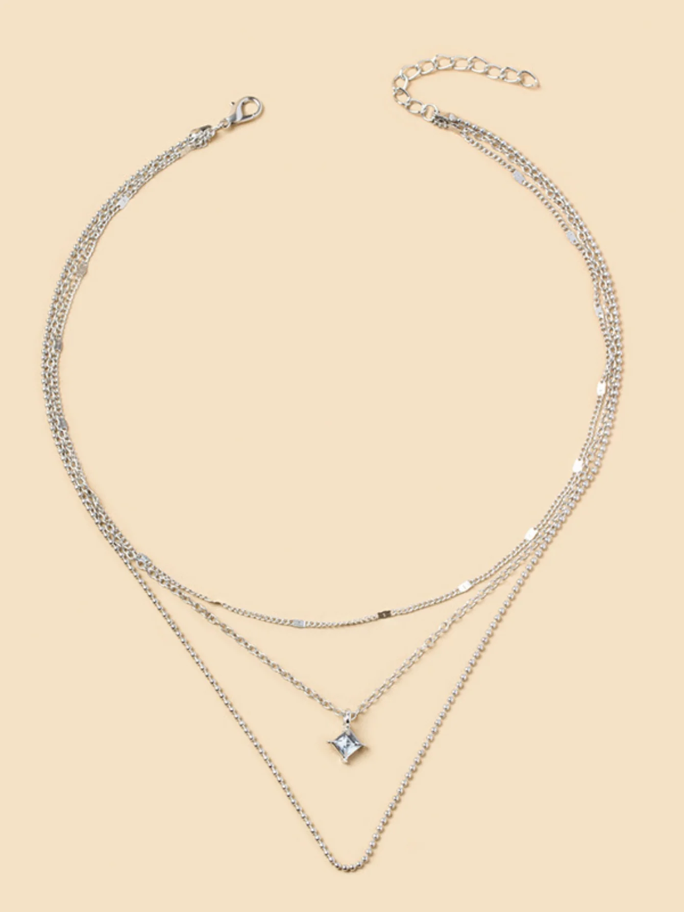 Square Diamond Multi-layer Necklace - Image 5