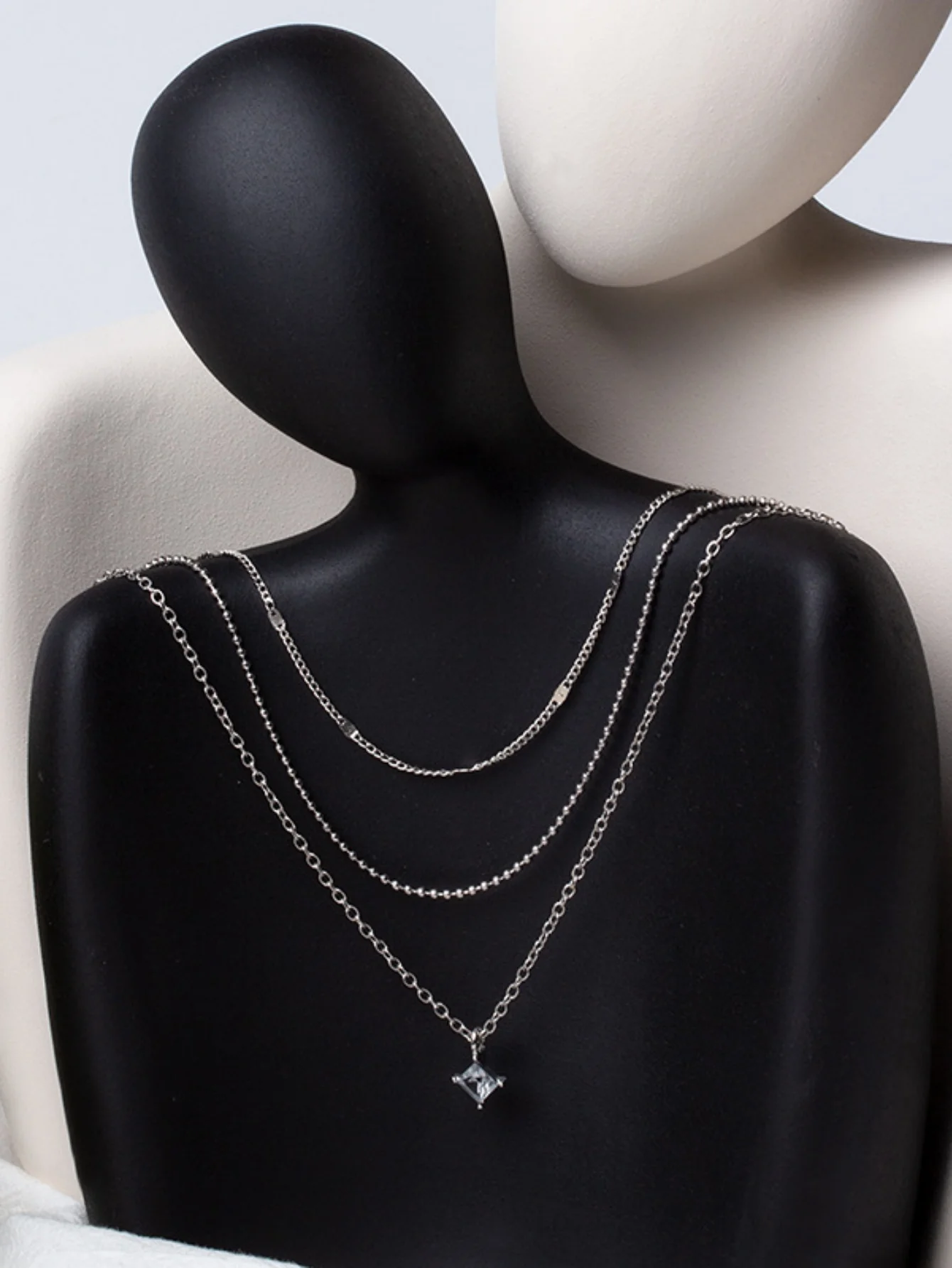 Square Diamond Multi-layer Necklace - Image 6