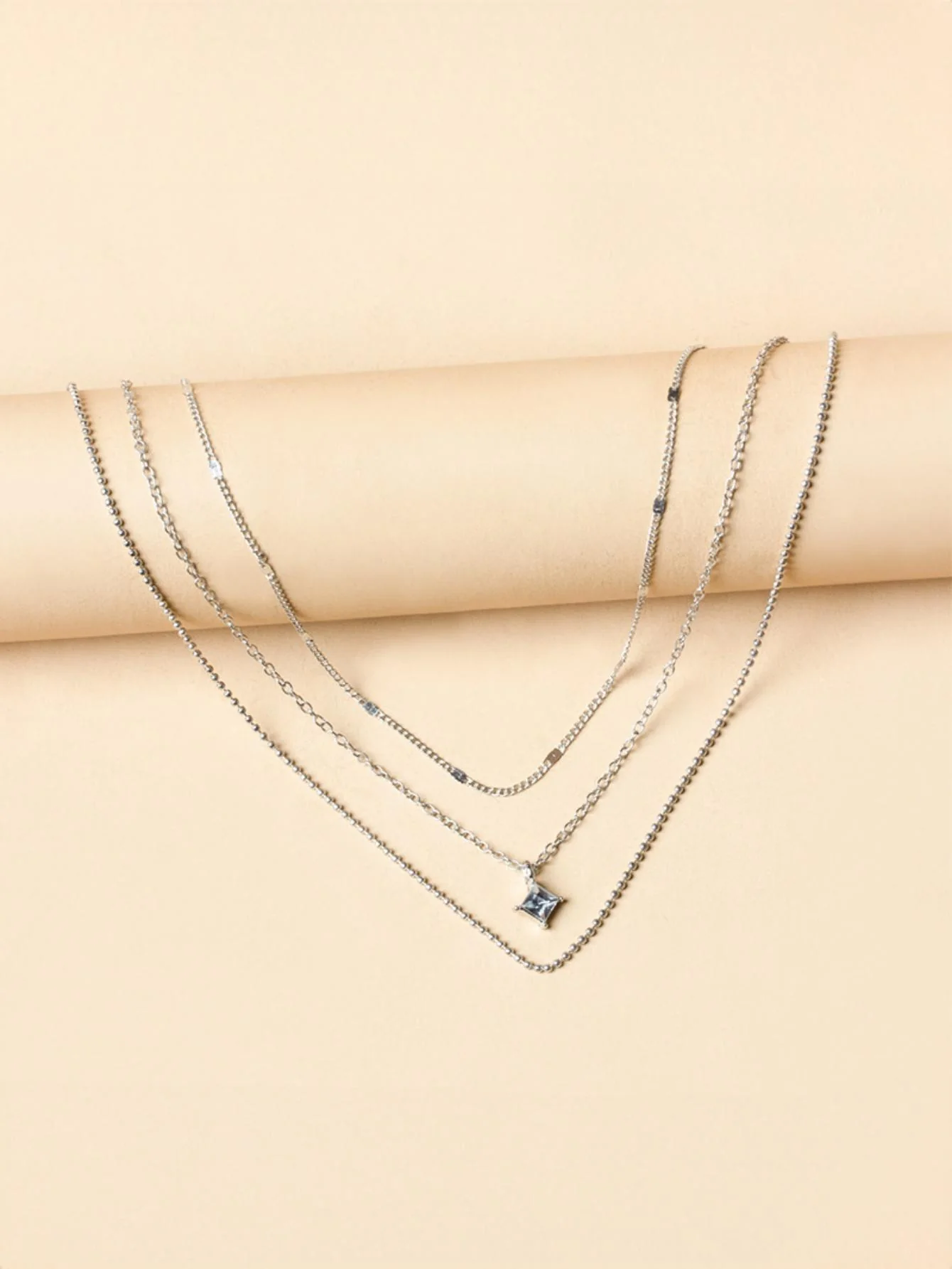 Square Diamond Multi-layer Necklace - Image 7