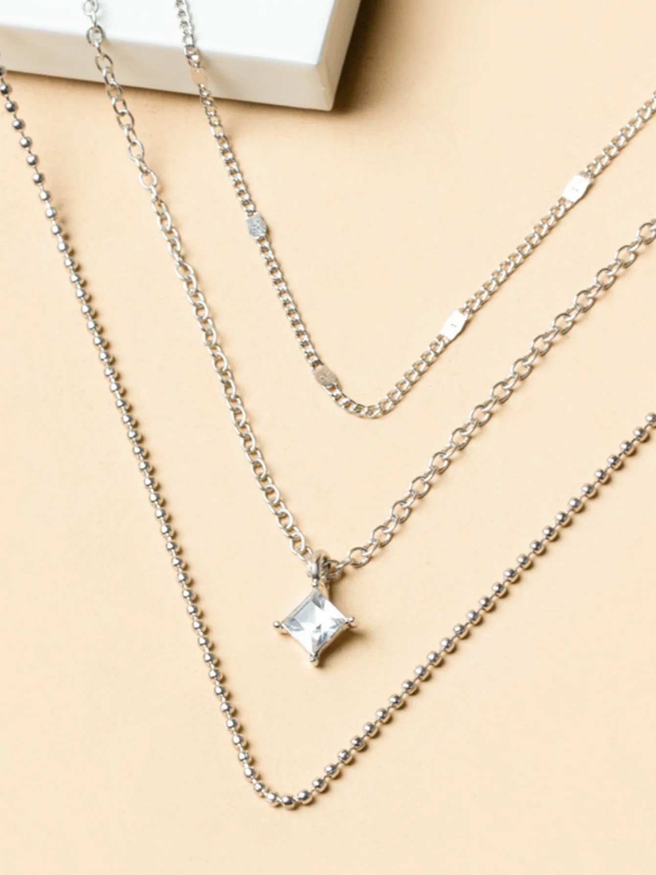 Square Diamond Multi-layer Necklace - Image 8