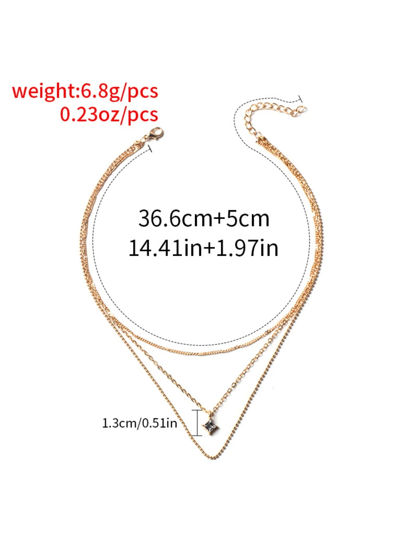 Square Diamond Multi-layer Necklace - Image 9