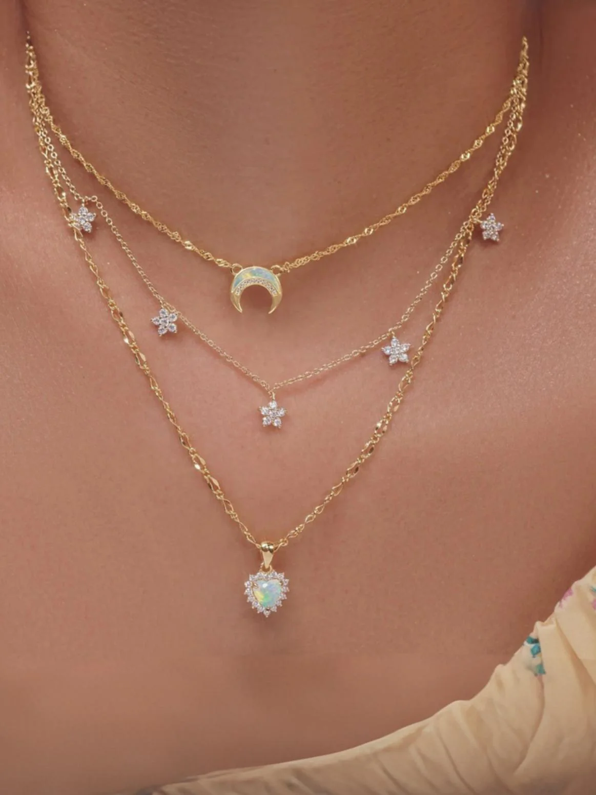 Multi-Heart Moon Alloy Necklace
