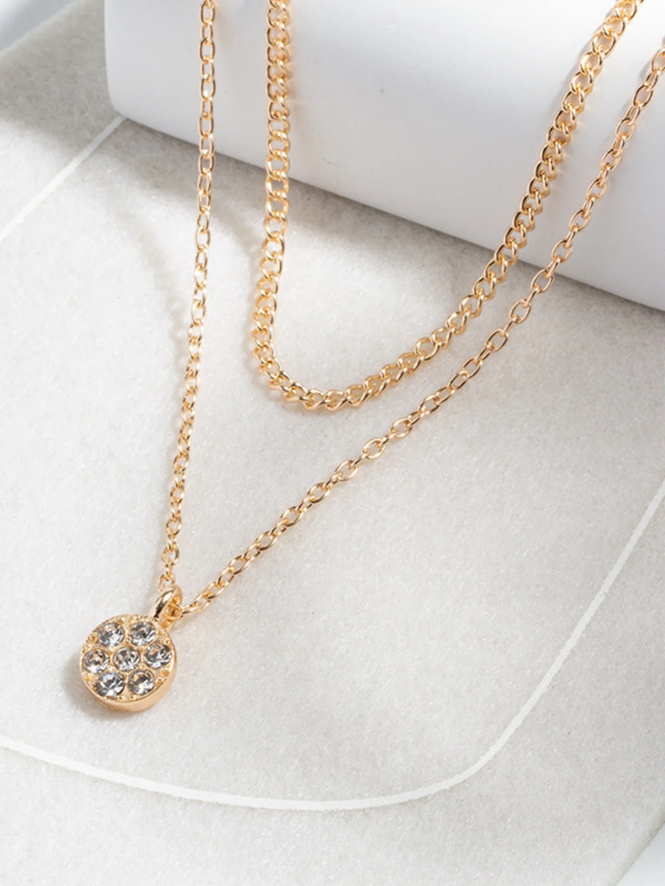 Diamond-set Multi-layered Pendant Necklace - Image 2