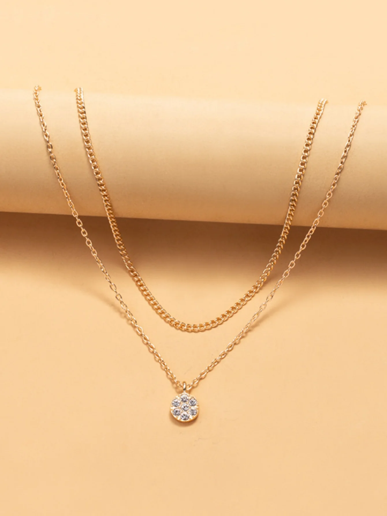 Diamond-set Multi-layered Pendant Necklace - Image 3