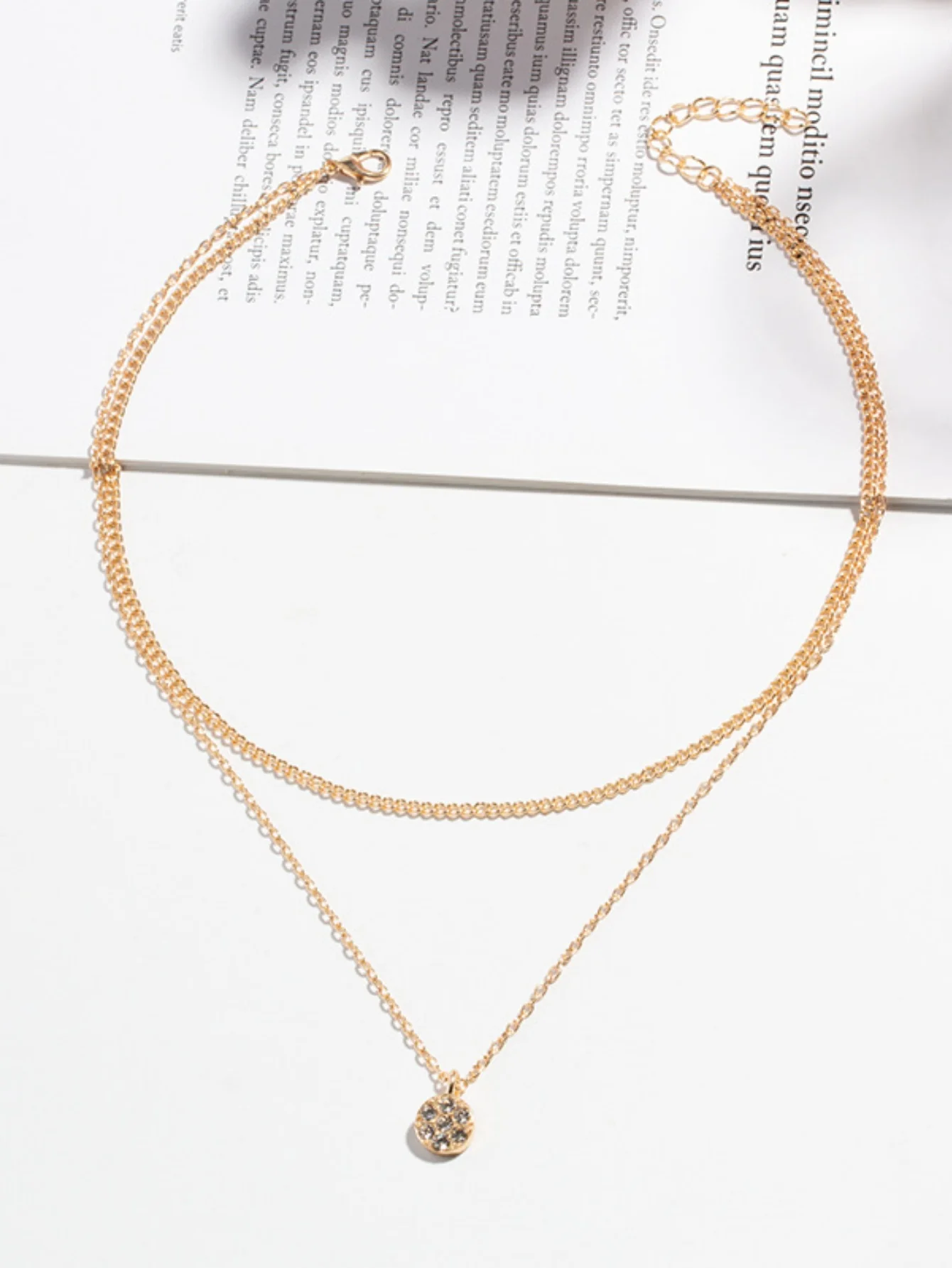 Diamond-set Multi-layered Pendant Necklace - Image 4