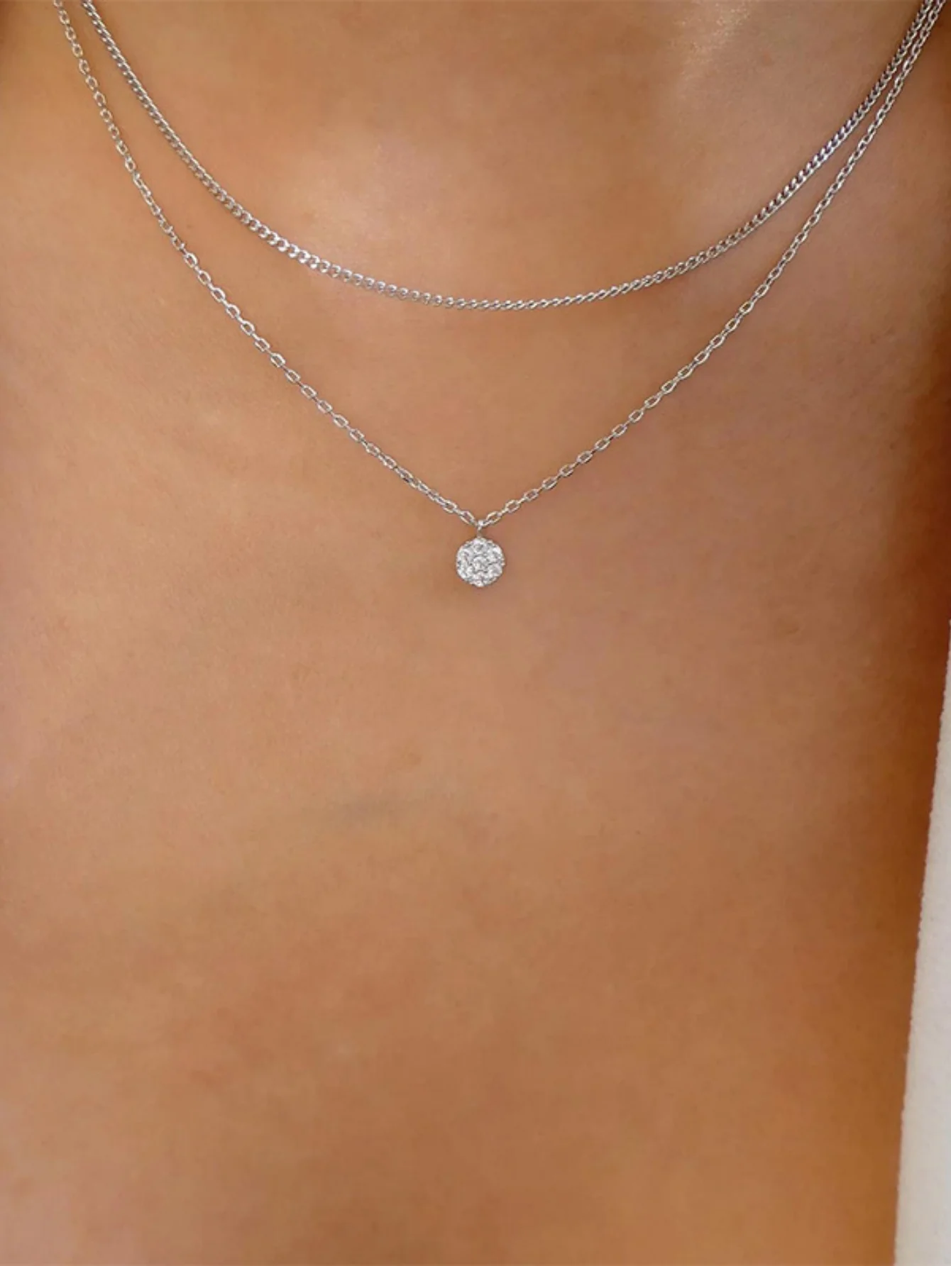 Diamond-set Multi-layered Pendant Necklace - Image 5