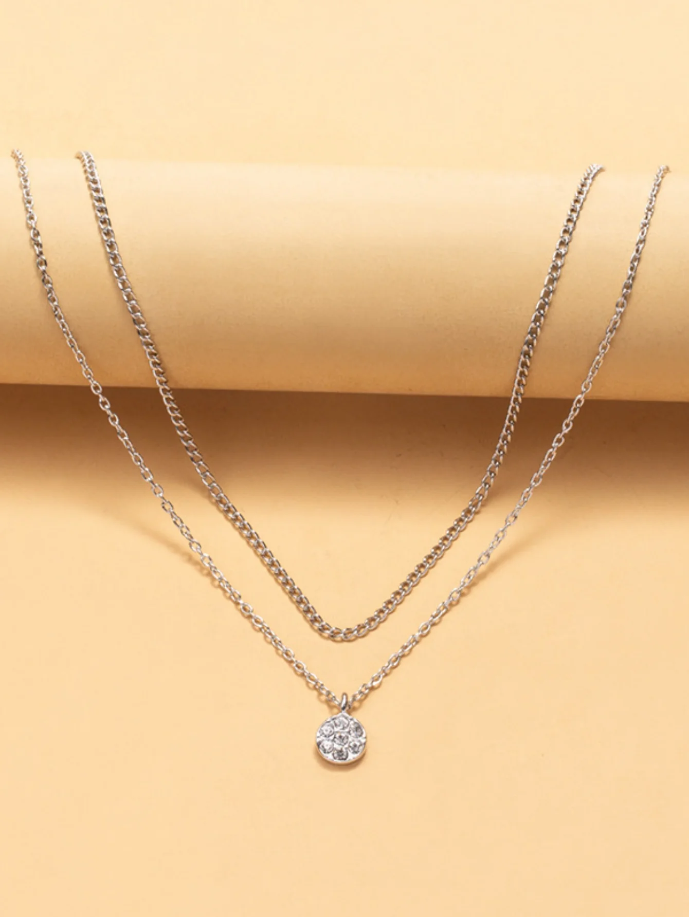 Diamond-set Multi-layered Pendant Necklace - Image 6