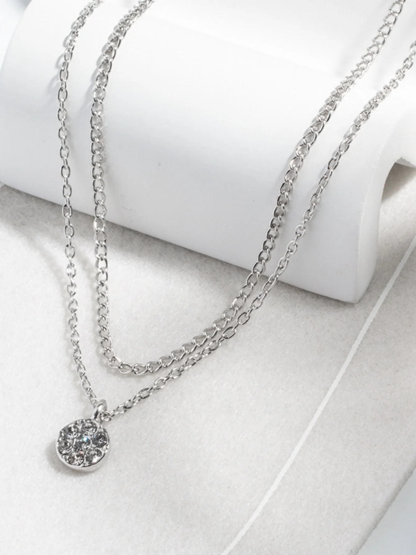 Diamond-set Multi-layered Pendant Necklace - Image 7