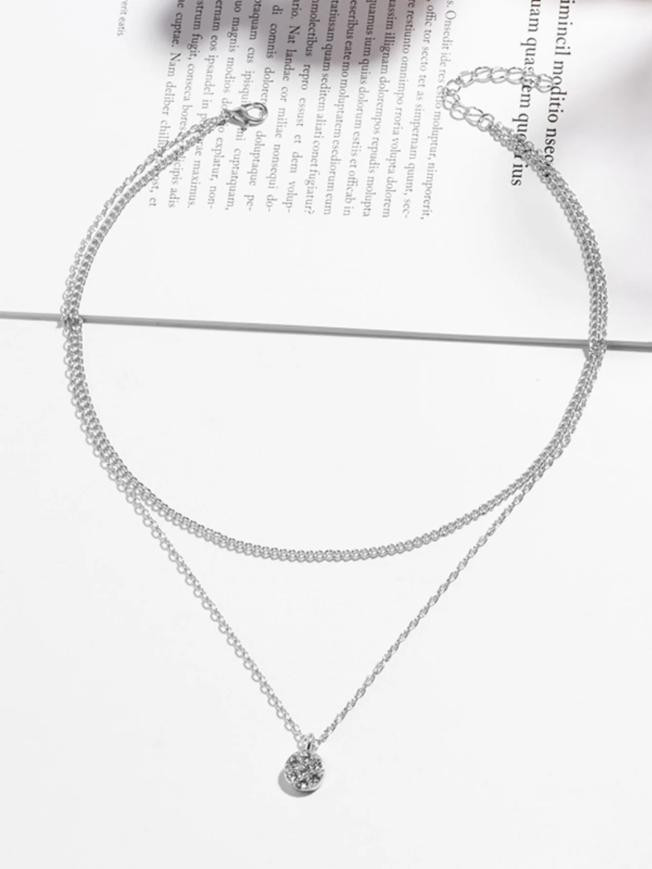 Diamond-set Multi-layered Pendant Necklace - Image 8