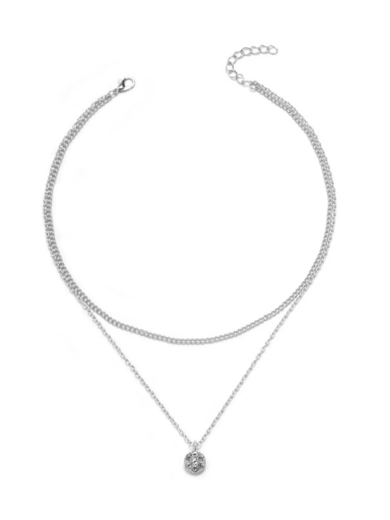 Diamond-set Multi-layered Pendant Necklace - Image 9
