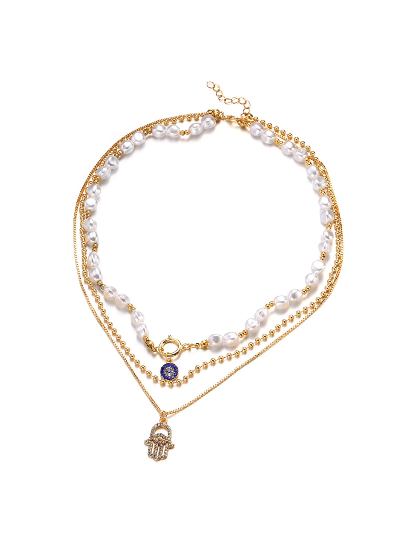 Pearl Necklace With Alloy Diamond Pendant - Image 5