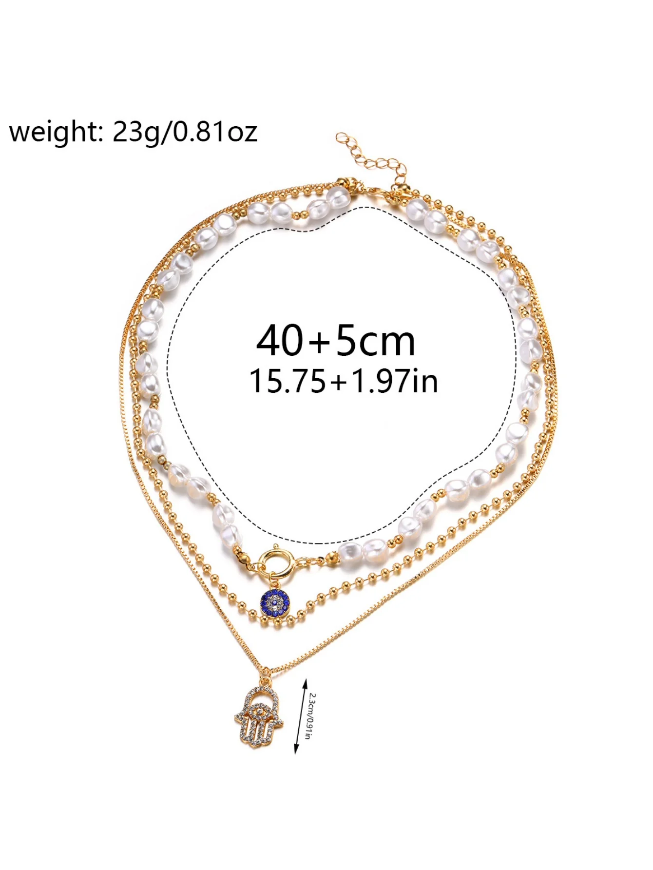Pearl Necklace With Alloy Diamond Pendant - Image 6