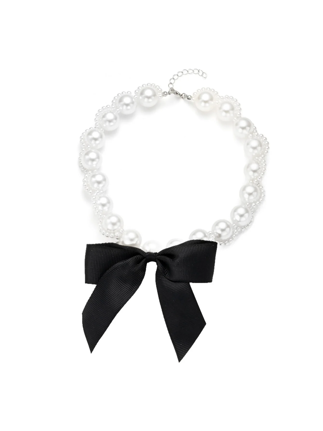 Imitation Pearl Ribbon Bow Necklace - Image 4