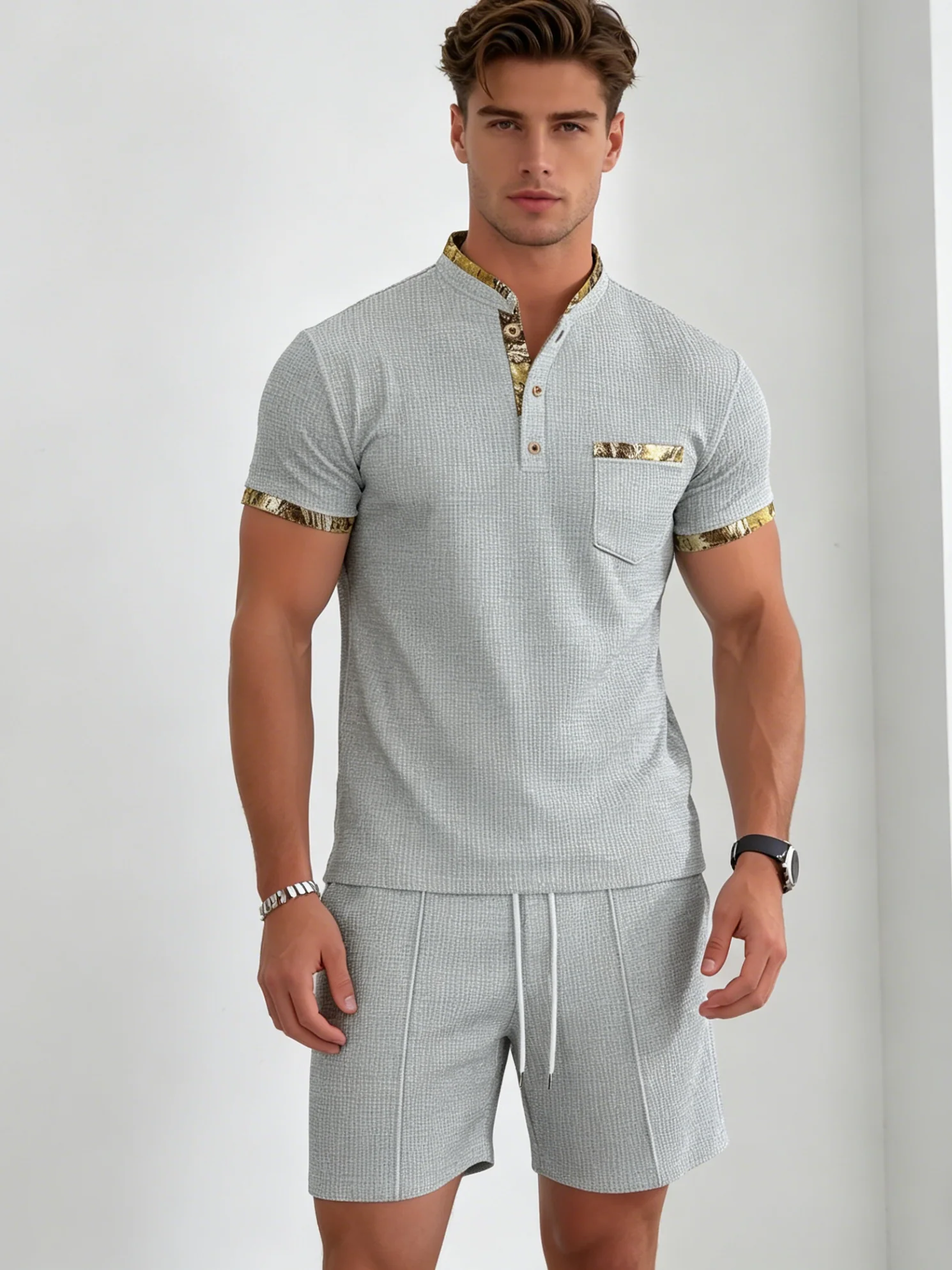 Solid Color Leisure 2-piece Sets Set