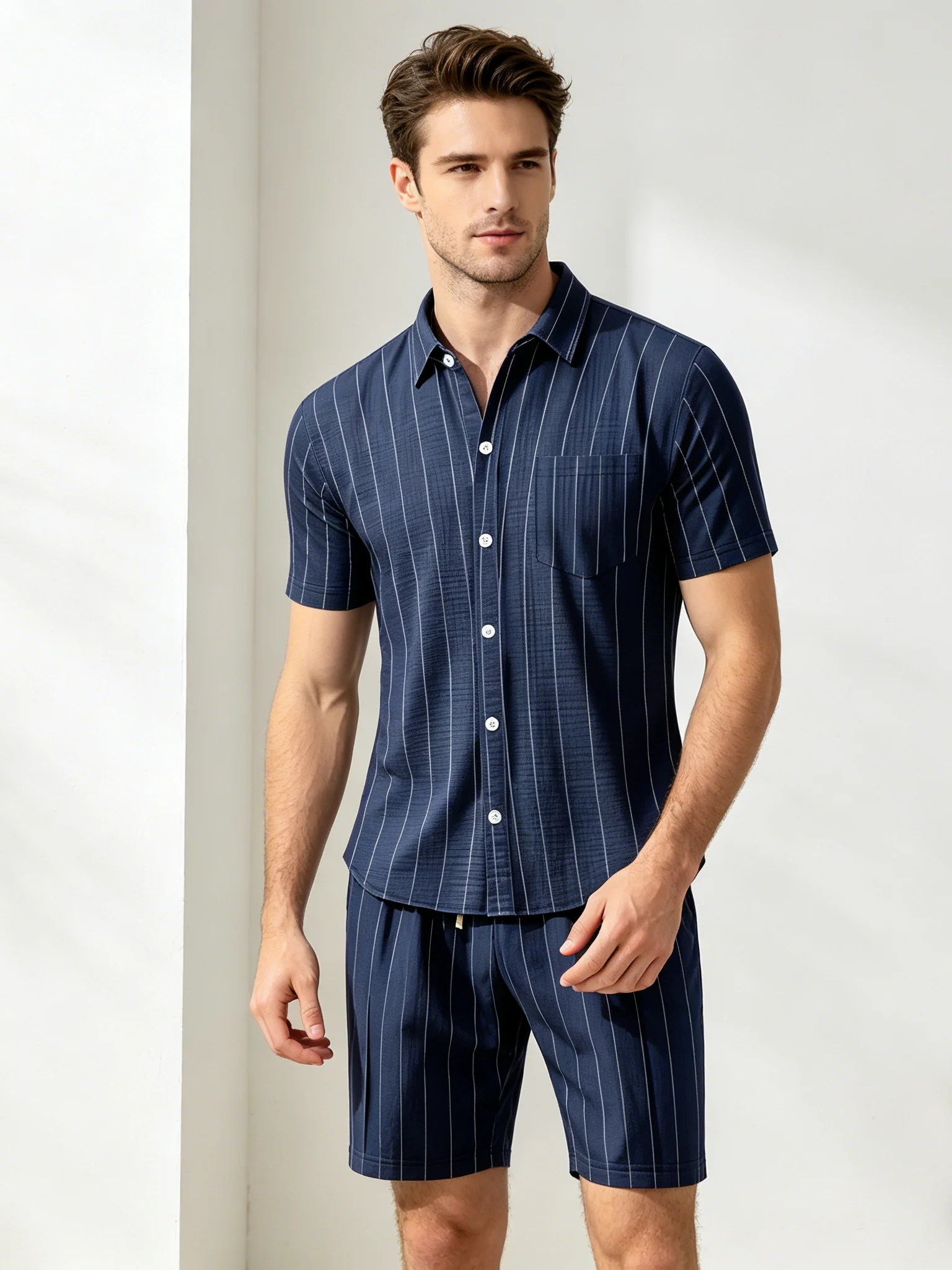 Flax Stripes Loose-fit Beach Set 2-piece Sets - Image 10