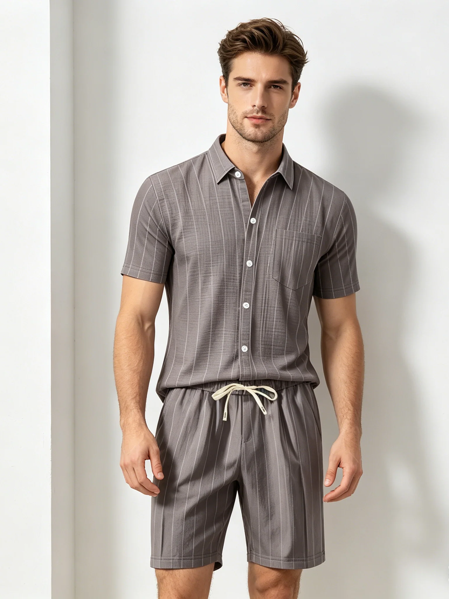 Flax Stripes Loose-fit Beach Set 2-piece Sets - Image 12
