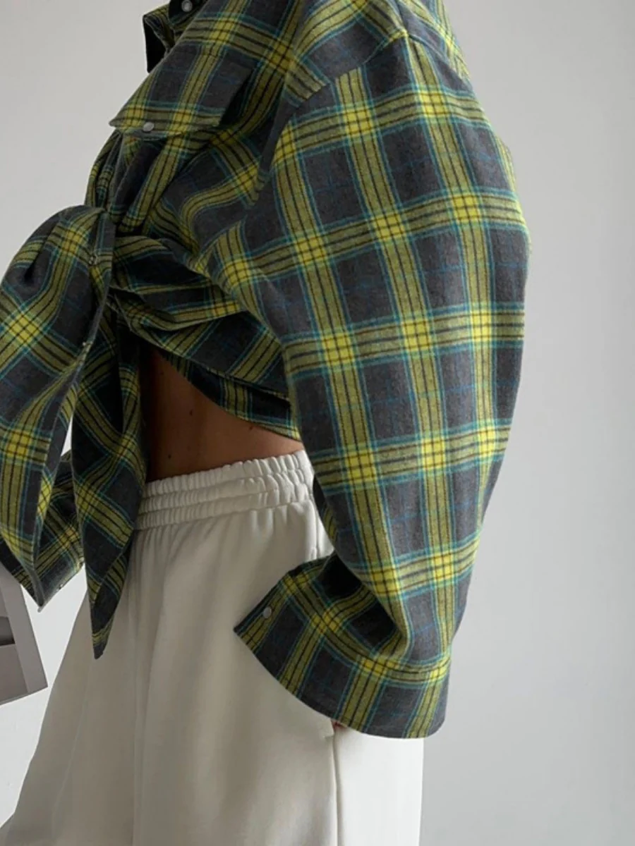 Plaid Oversize Coat Shirts - Image 10