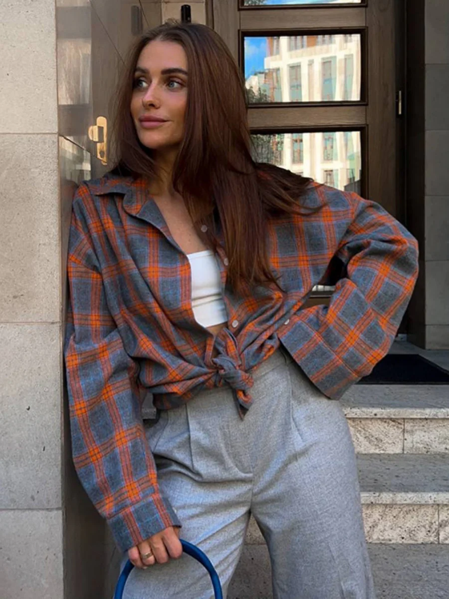 Plaid Oversize Coat Shirts - Image 13