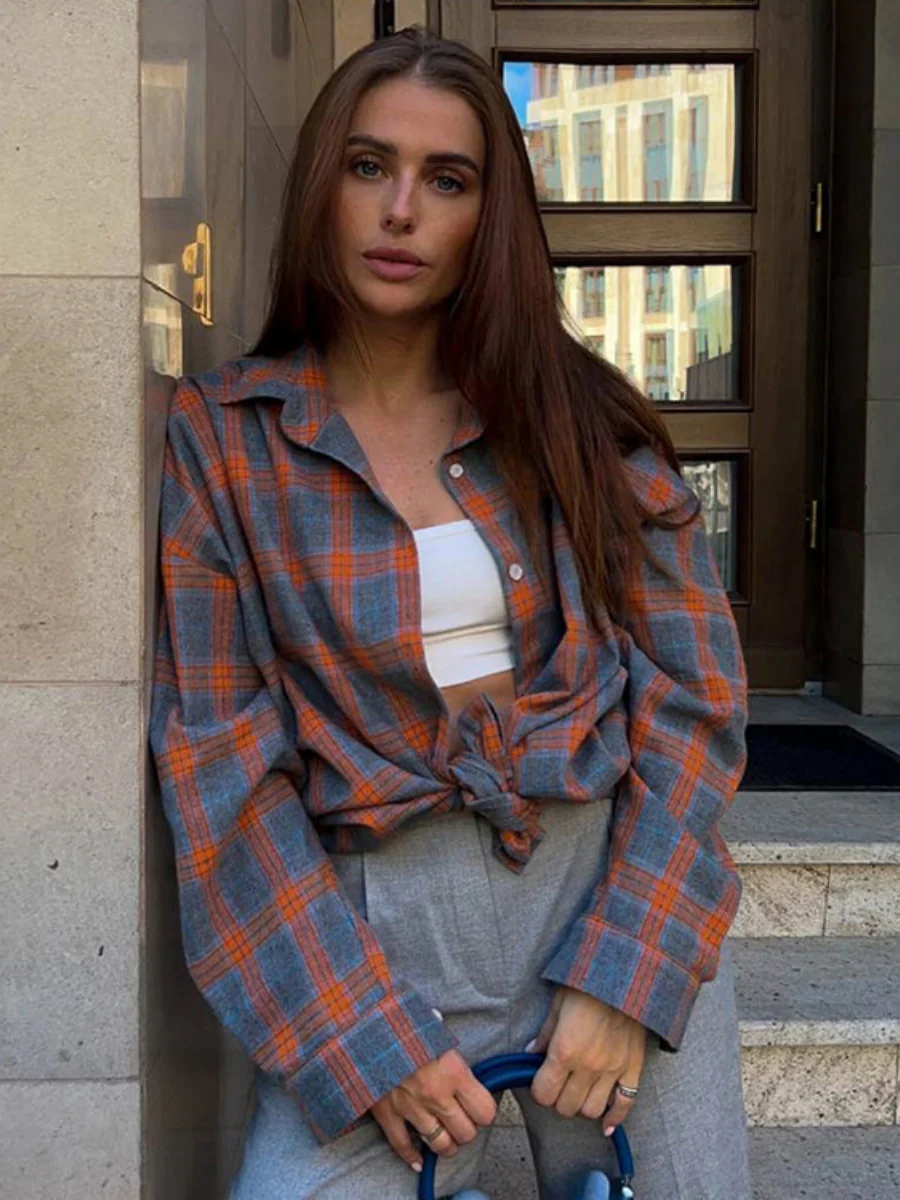 Plaid Oversize Coat Shirts - Image 15