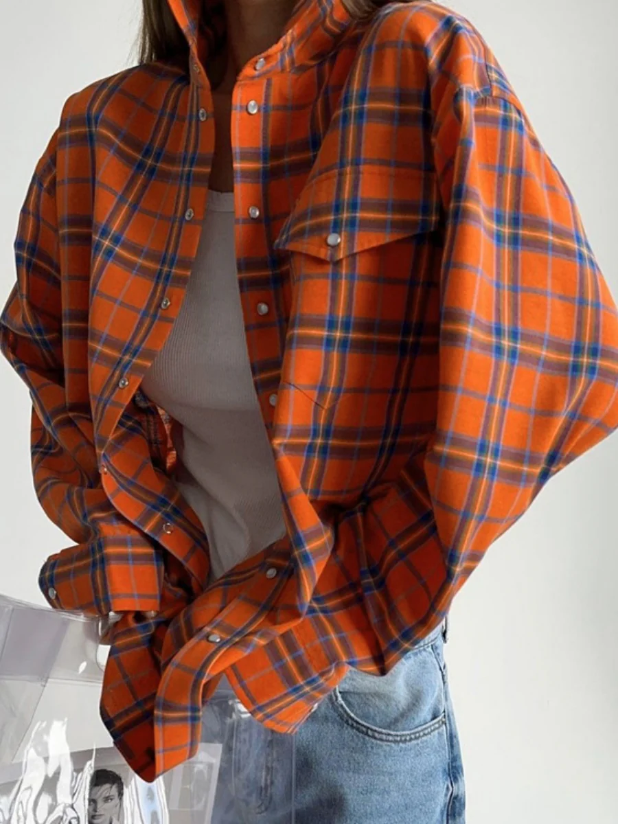 Plaid Oversize Coat Shirts - Image 16