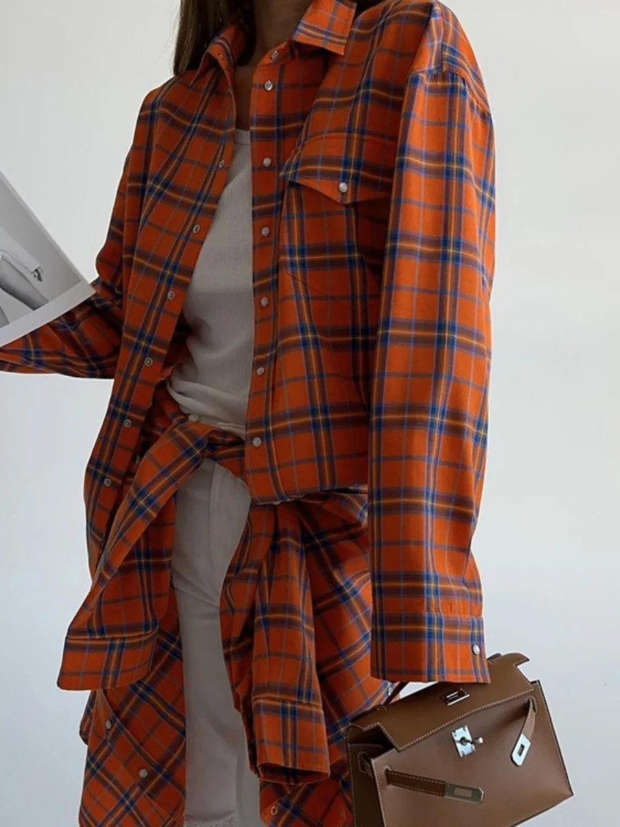 Plaid Oversize Coat Shirts - Image 17