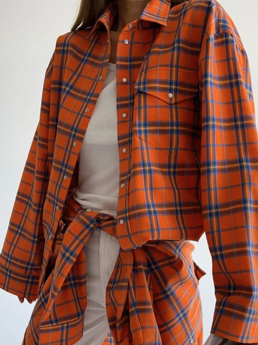 Plaid Oversize Coat Shirts - Image 18