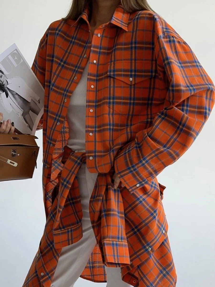 Plaid Oversize Coat Shirts - Image 19