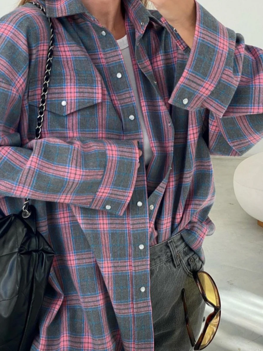 Plaid Oversize Coat Shirts - Image 2