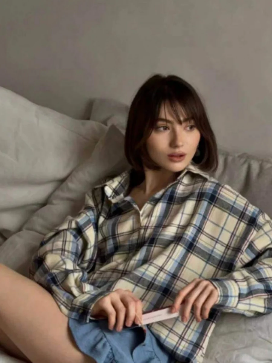 Plaid Oversize Coat Shirts - Image 3