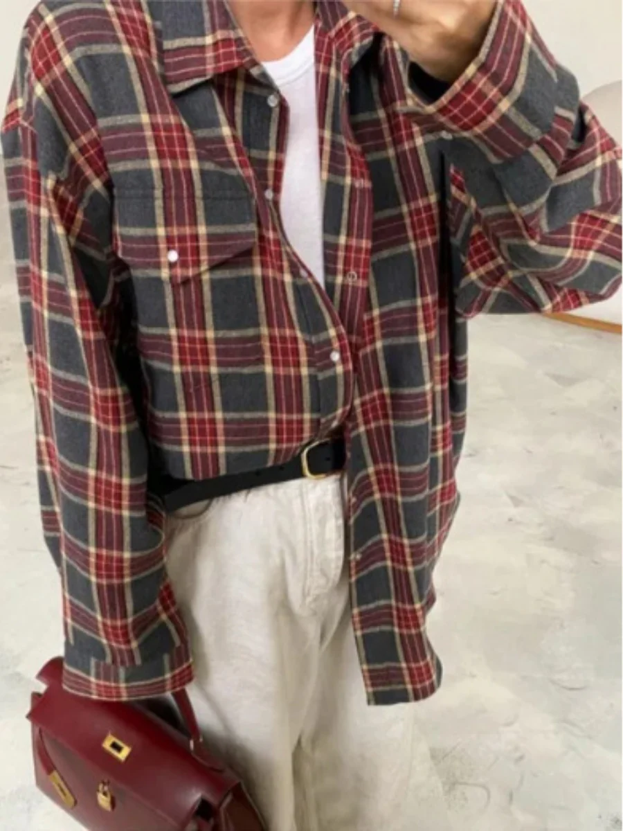 Plaid Oversize Coat Shirts - Image 4