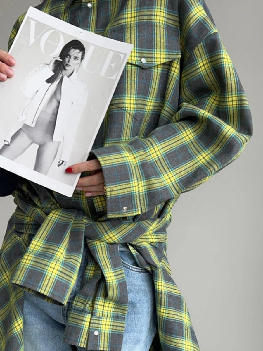 Plaid Oversize Coat Shirts - Image 6