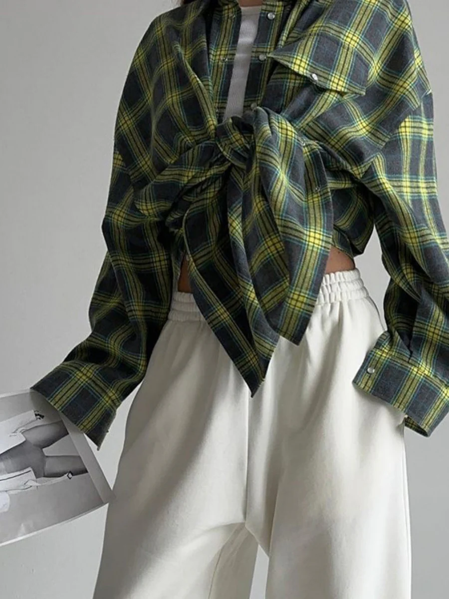 Plaid Oversize Coat Shirts - Image 9