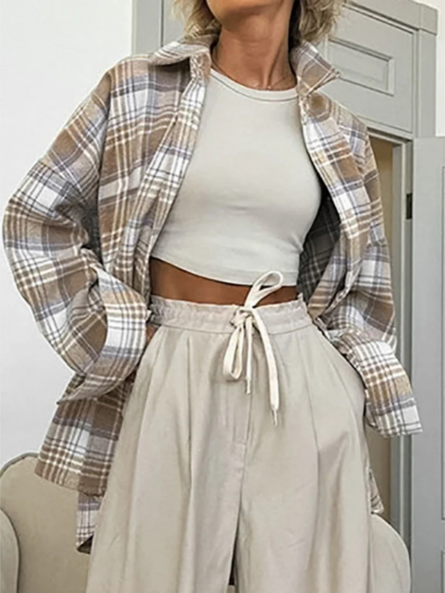 Plaid Oversize Coat Shirts - Image 2