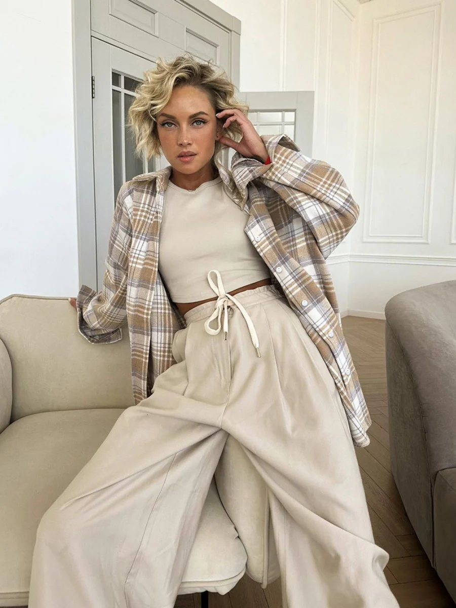 Plaid Oversize Coat Shirts - Image 4