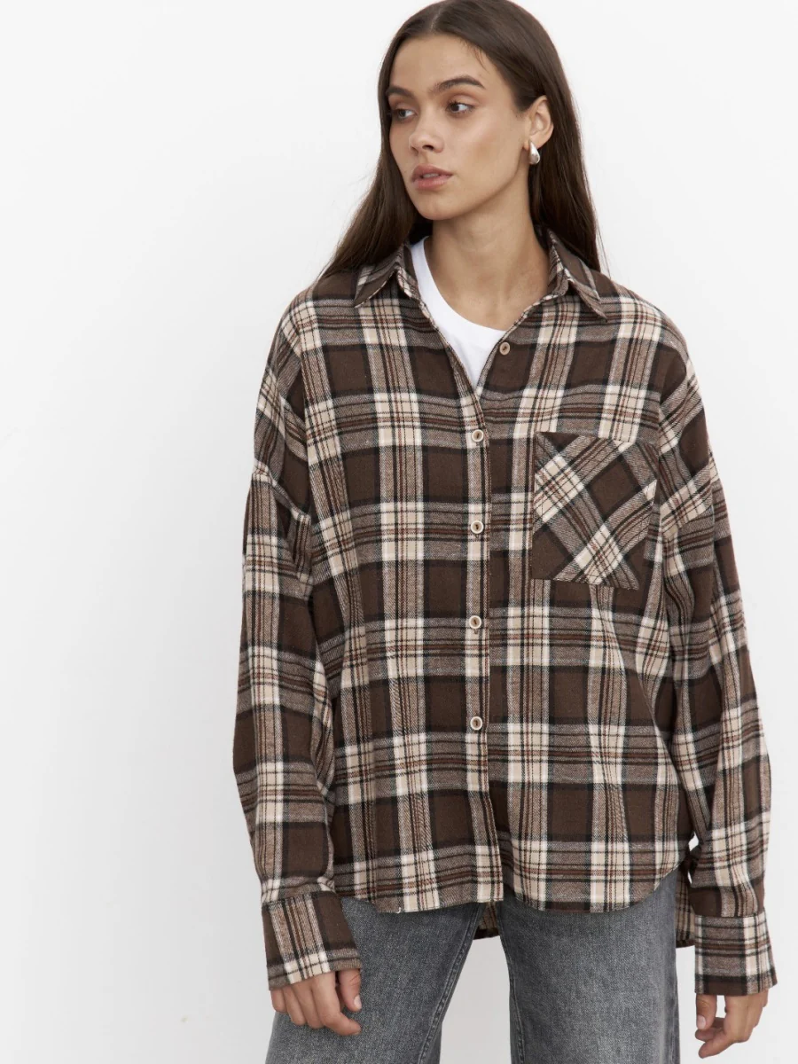 Plaid Oversize Coat Shirts - Image 11