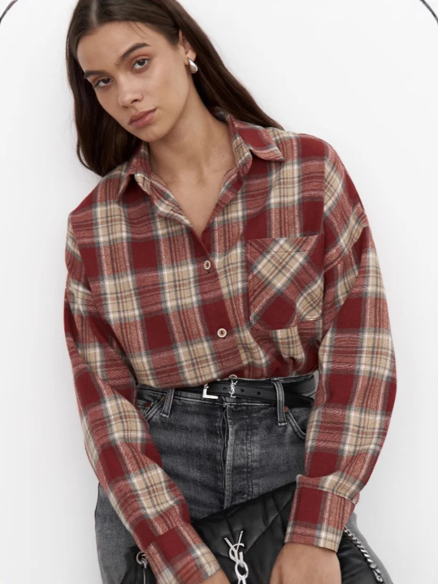 Plaid Oversize Coat Shirts - Image 13