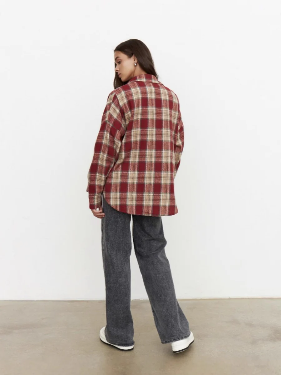 Plaid Oversize Coat Shirts - Image 16