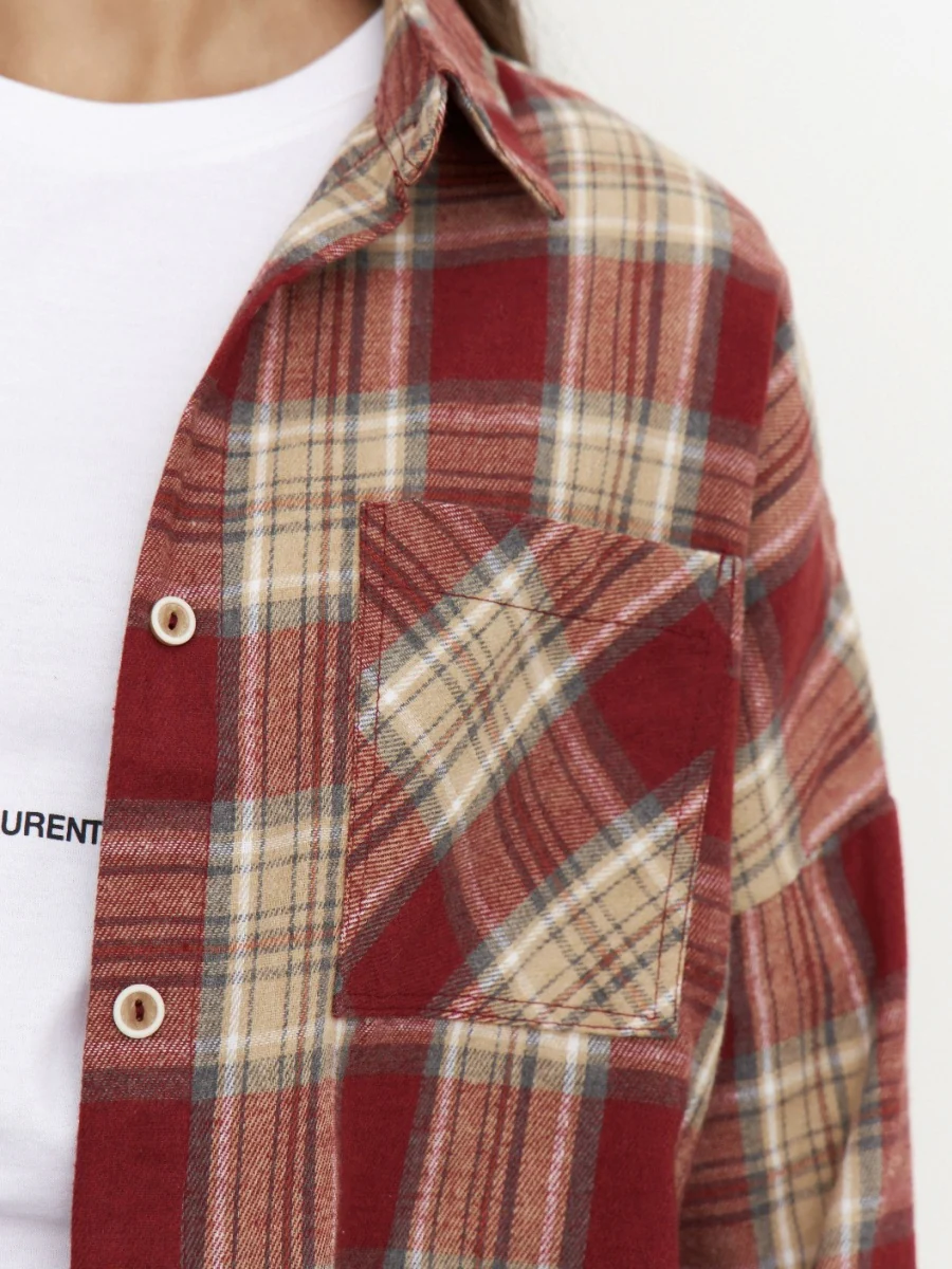 Plaid Oversize Coat Shirts - Image 17