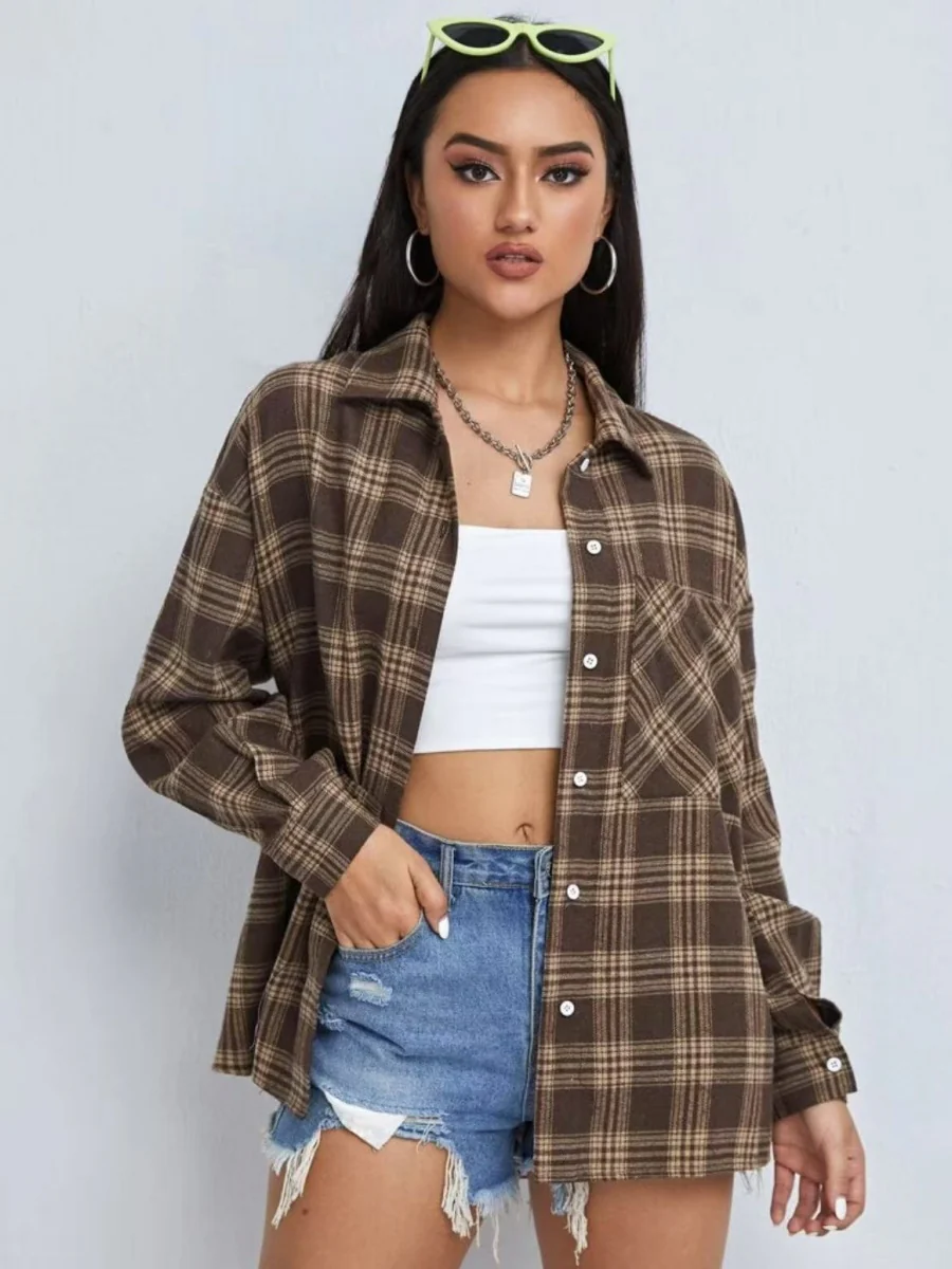 Plaid Oversize Coat Shirts - Image 19
