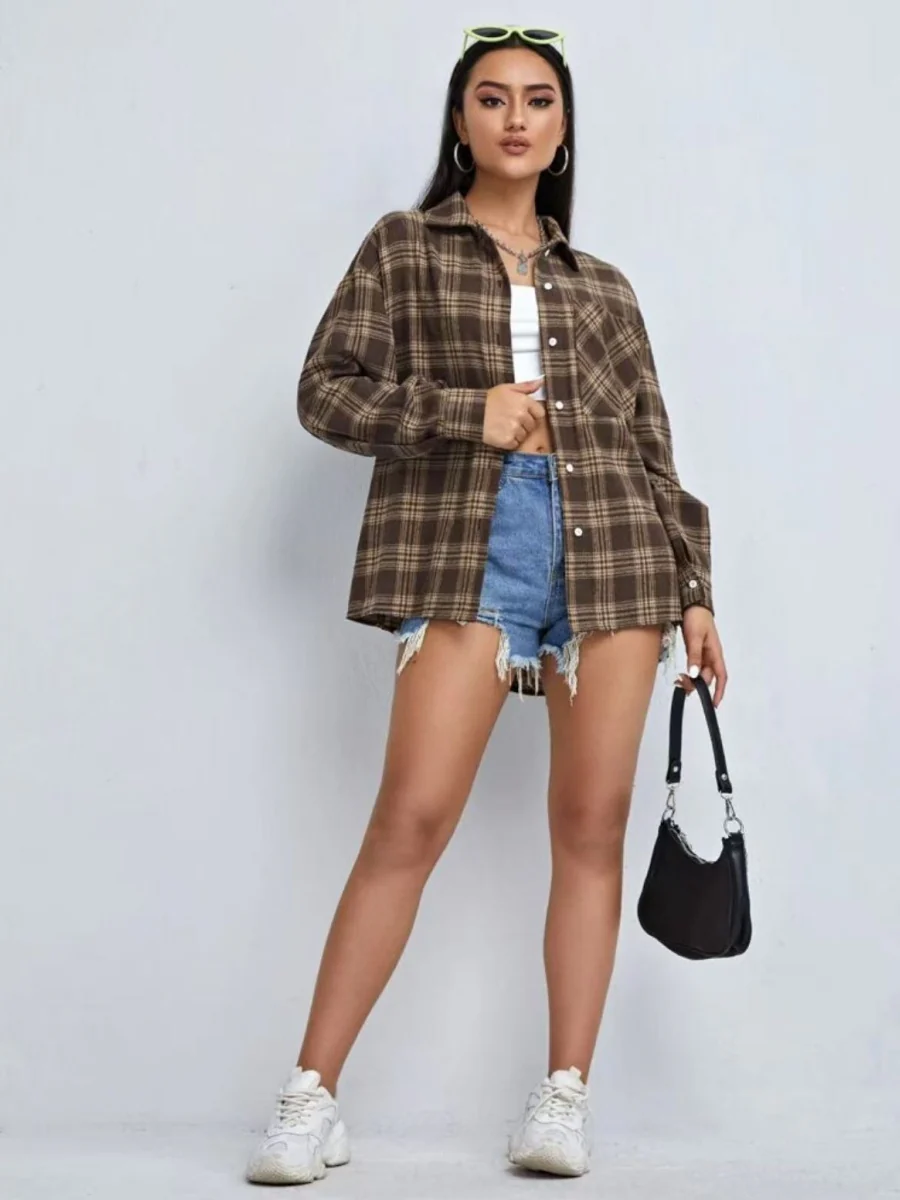 Plaid Oversize Coat Shirts - Image 21