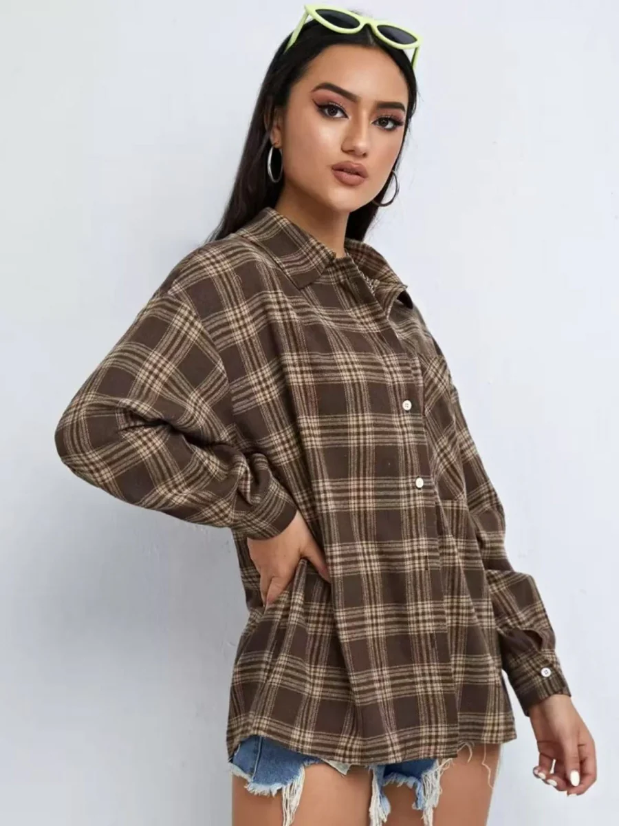 Plaid Oversize Coat Shirts - Image 23