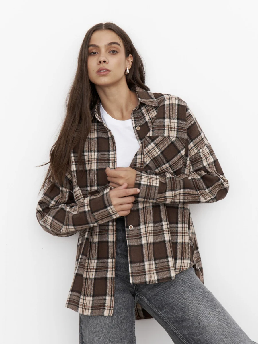 Plaid Oversize Coat Shirts - Image 8