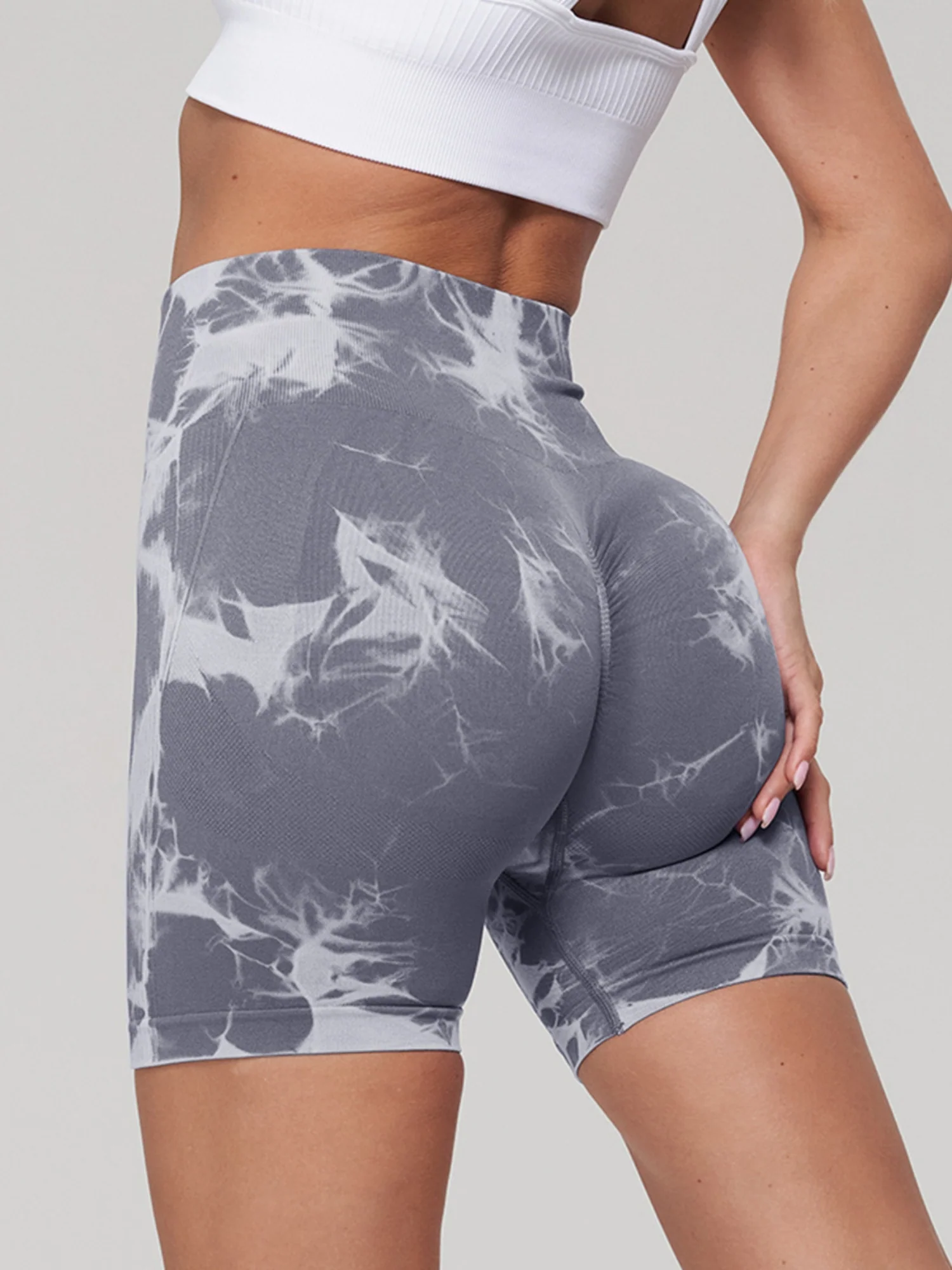 Seamless Tie-dye High-waisted, Tummy-flattening, And Butt-lifting Yoga Shorts - Image 10
